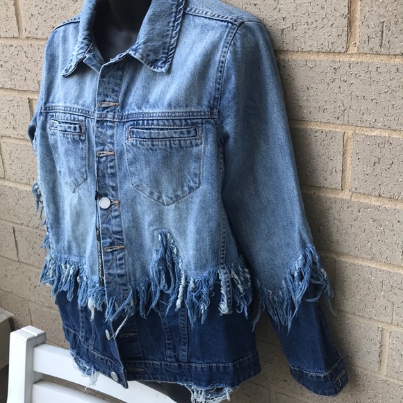 BLANKNYC frayed fringed denim jacket Sz XS - Picture 5 of 6